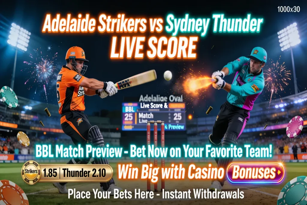 Adelaide Strikers vs Sydney Thunder Live Score, BBL Match Preview